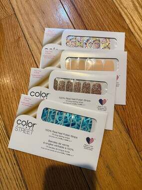Set of 4 Color Street 100% Real Nail Polish Strips: Pool Intentions, Tie-Dye, Nu